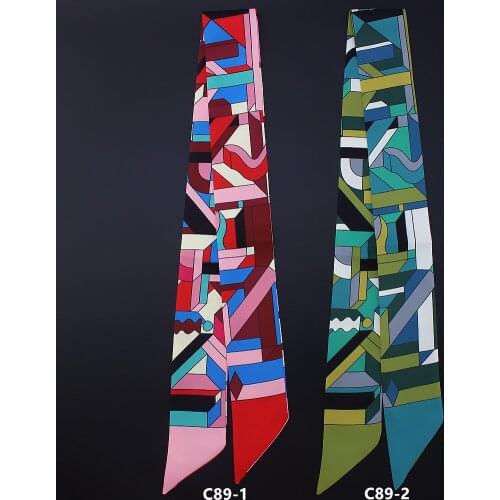 Luxury Colorful Twill Small Silk Scarf for Women Bag Neck Head Scarf Ribbon for Bag Hat Girl Headband Hairband Hairwear 100*5cm