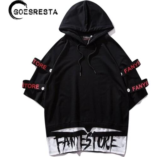 Men Hooded Sweatshirt 2020 Hip Hop Streetwear English Printing Summer Short Sleeve Hoodie Casual Harajuku Hoodie Pullover Men