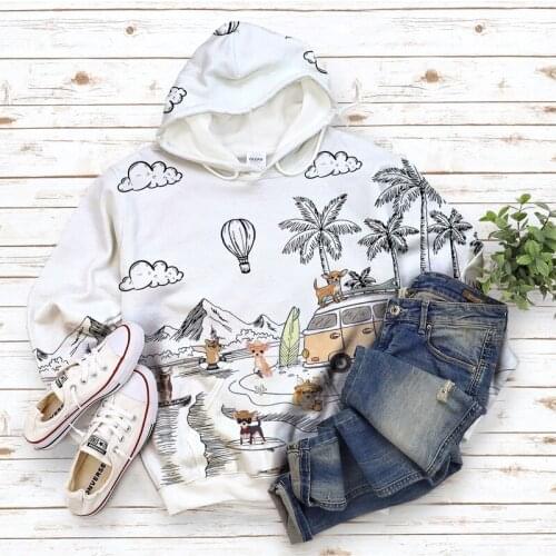 Hot Sale Men Clothing Usa Size Oversized Hoodie Anime Printing Hawaii Dog Women Hooded Long Sleeve Streetwear