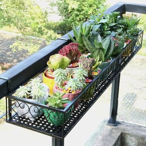 Home Garden Supplies Plant Accessories Plant ClipsFlower Pot Rack Indoor Flower Rack Wrought Iron Balcony Railing Hanging Rack