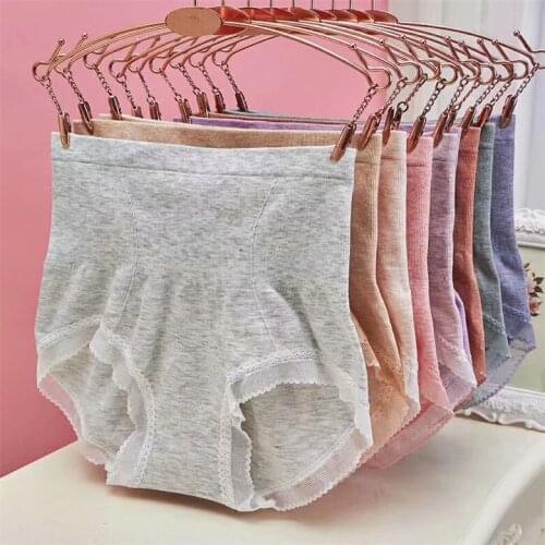 Jian Peng organic cotton panties seamless high-rise underwear women lace panties femme comfort plus material period panty