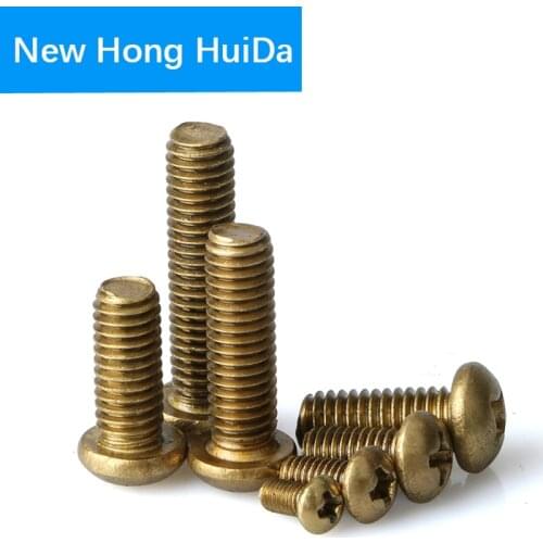 M2 M2.5 M3 M4 M5 M6 Brass Phillips Pan Round Head Machine Screw Metric Thread Cross Recess Metal Bolt