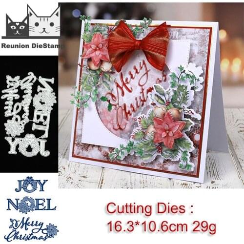 Reunion Letters JOY Merry Christmas Metal Cutting Dies Scrapbooking Handmade Punch Shape Stencil Craft Mold Mould Model Decor
