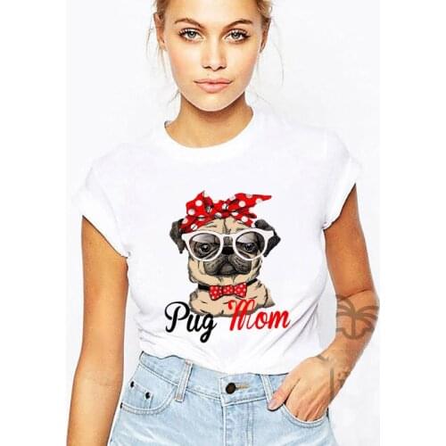 Womens T-shirt summer casual T-shirt funny kawaii Pug printed Tshirt Cartoon Harajuku T shirt Girls Ullzang retro Tshirt Ladies