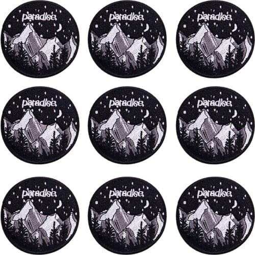 10Pcs/Lot Wilderness Patch Iron On Patches On Clothes Mountain Embroidery Patches For Clothing Stripe Badge Waves Patch Applique