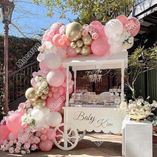 120pcs Doubled Macaron Pink Wedding Party Backdrop Baby Shower Arch Welcome Decoration Birthday Boy Golden Balloon Garland Kits