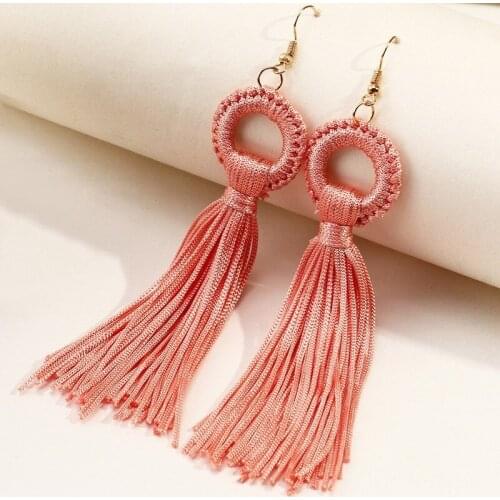 2021 Wholesale Fashion Bohemian Ethnic Style Tassel Long Multicolor Earrings Holiday Style Earrings for Women Girl Gift