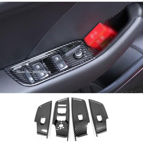 4pcs ABS Carbon fiber LHD Inner Door Armrest Window Switch Cover Decoration Control Panel For Audi A3 2020 2021 Car Accessories