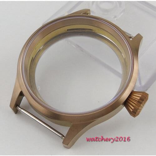 43mm Bronze plated Case Sapphire Glass fit eat 6498 6497 movement replacement parts