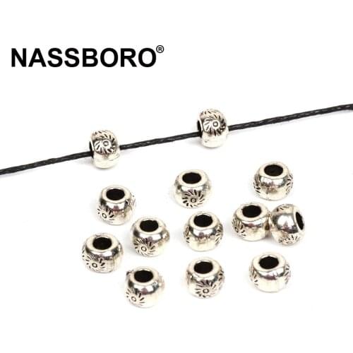 5x7MM Tibetan Silver Charms Loose Spacer Metal Beads For Jewelry Making Needlework DIY/Handmade Beaded Bracelet Accessories