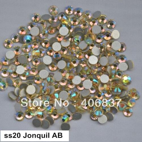 Free Shipping! 1440pcs/Lot, ss20 (4.8-5.0mm) Jonquil AB Flat Back Non Hotfix Glue On Nail Art Rhinestones