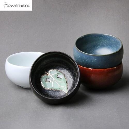 Large Ceramic Tea Cup Porcelain Teacups Teaware Kung Fu Tea Set Cup Gold Leaf Master Cup Household Single Cup Tea Bowl