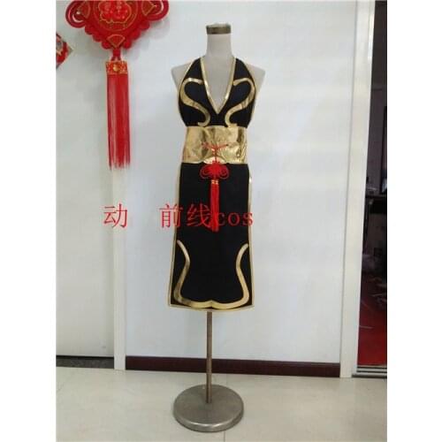 Game Chun Li Black Dress Cosplay Costume Halloween Costumes for Women Adult Apparel