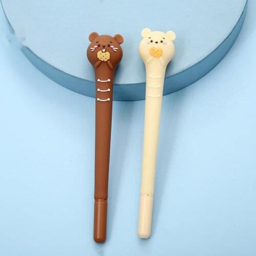 Ellen Brook 1 PCS Cute Cartoon Biscuit Rat Silicon Gel Pens Kawaii Stationery Material Office School Supplies Kids Gifts