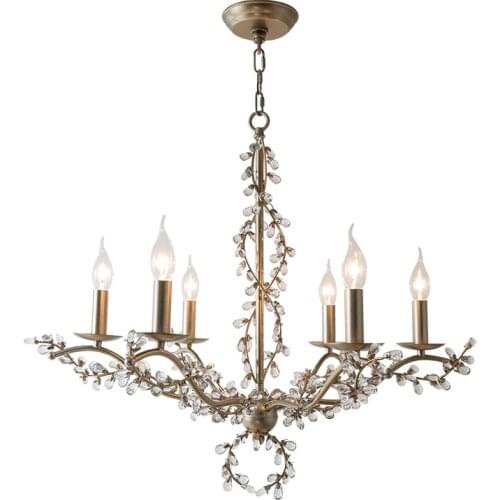 French luxury crystal creative personality art American living room wrought iron chandelier dining room bedroom chandelier