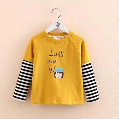 2020 Patchwork Striped Girls T-Shirt Long-sleeve Baby Kids O-neck Bottoming Shirt for Children Clothes New Spring Girl Tops MO11