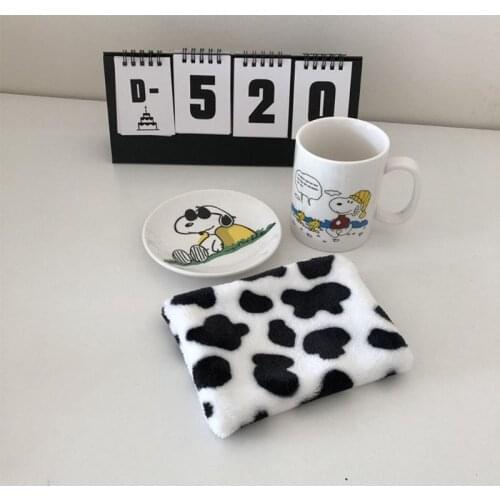 Cartoon Cow Pattern Plush Card Holder Wallet Purse Organizer Pocket Coin Bag 28GD