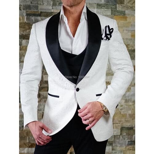 Costume Homme Mariage 2018 Best Man Blazer Smoking White Jacket Wedding Party Suits For Men Groomsmen 3 Pieces Mens Tuxedo