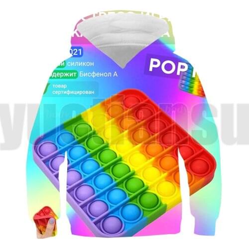 Hot 3D Printed Family Games POP It Hoodie Teenager Oversized Sweatshirt Anime Winter Pullover Kids Rainbow Pop Fidget Streetwear