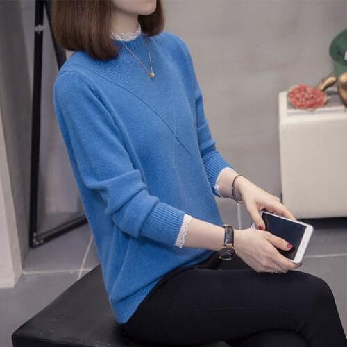 2021 Fall/Winter Plus Size Knitwear Korean Sweater Pullover Women Solid Color Wild Blouse Long Sleeve Loose Jumper Tops zh1685