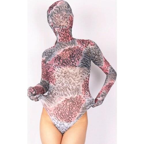 MS007) Lycra spandex pattern catsuit elastic sexy unisex tights bodysuit