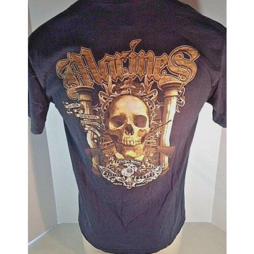 U.S. Marines Mens M Tshirt Military Warrior War Battle America Patriotism Skull