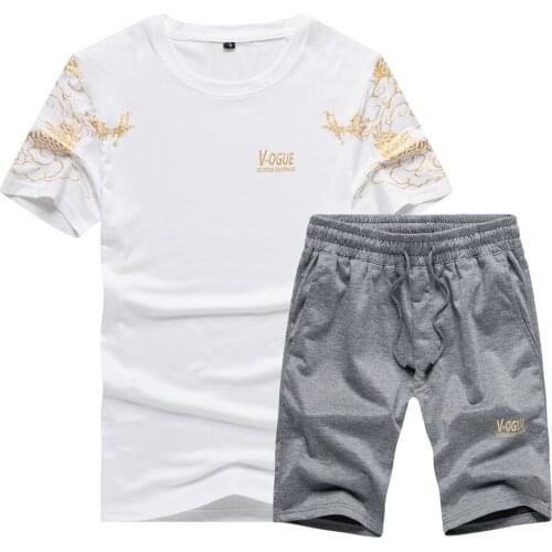 US/Euro Size High Quality Men Set Shirt Men Shorts 2pcs Suit for Fitness Men Sportswear T-shirts Sets Camisa Hombre Shorts S-2XL