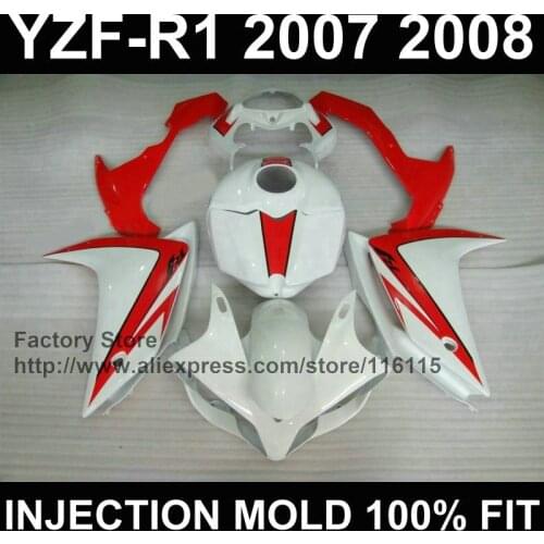7gifts custom free motorcycle injection fairings kit for YAMAHA R1 2007 2008 YZF R1 07 08 red white fairing body kits