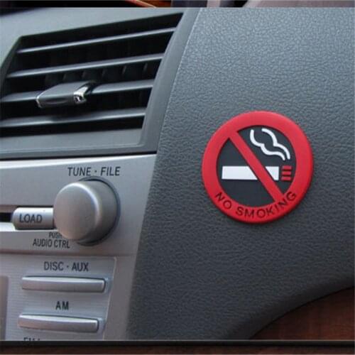 1/2PCS No Smoking Car Stickers Styling Allowed Round Red Logo Sign Vinyl Sticker Use for Car Glass Business Door 5cm