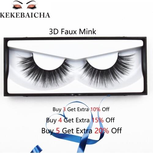 KEKEBAICHA 3D Faux Mink Eyelashes 100% Cruelty free Reusable Lashes Handmade False Eyelashes Winged Full Volume Faux Mink Lashes