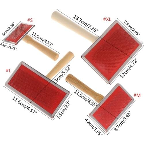Pet Grooming Comb Shedding Hair Remove Brush Wood Handle Dog Cat Cleaning Supply G32A
