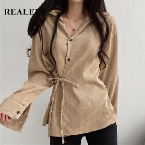 REALEFT Women's Corduroy Shirts