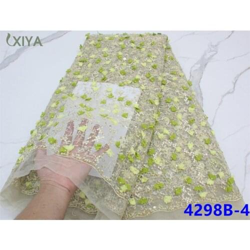 Luxury Handmade Beads Lace Fabric Best Price Appliqued Lace for Bridal Materials Nigerian French Tulle Mesh Lace APW4298B