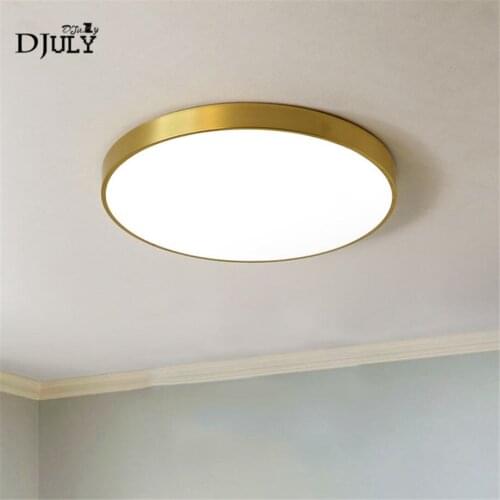 Nordic luxury round copper Ultra-thin led ceiling lamp for bedroom kitchen living room light fixtures loft circular luminaire