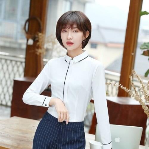 Elegant White Long Sleeve Spring Fall Formal Blouses & Shirts For Business Women Office Work Clothes Blouse Female Tops