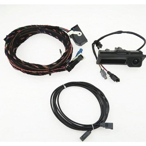 SCJYRXS RGB Rear Video Camera + Cable Plug Harness Pigtail For VW A4 A6 Q5 A7 RNS510 RCD510 RNS310 5N0827566C 5ND 827 566C