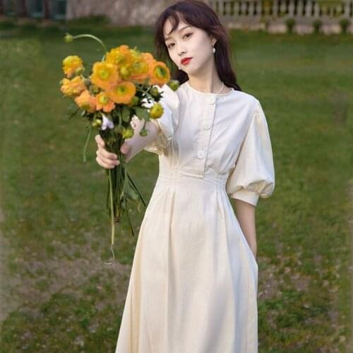 Elegant Long Fairy Shirt Dress Women Korean Designer Vintage Party Dress Summer Classy Holiday Princess Dress 2021 Office Lady