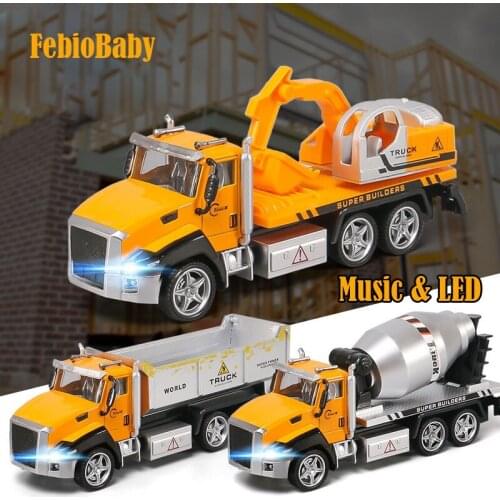 1:42 Children Educational Alloy and plastic Truck Toy Car Model Traffic with Sound and LED Effect Engineering Vehicle Baby Toys