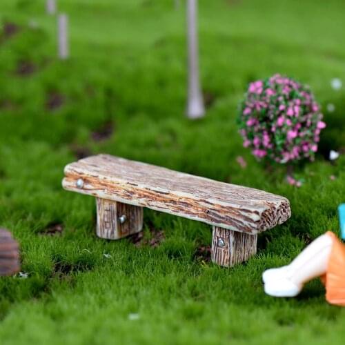 1PC Long Wood Bench Miniature Figurine Fairy Garden DIY Accessories Doll House Decoration Cartoon Animal Models Plastic Girl Toy