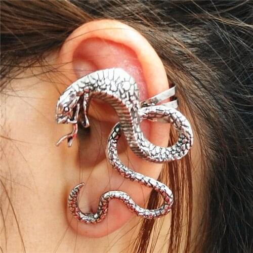1PC Fashion Cobra Earrings Punk Hiphop Snake Long Left Ear Cuff Earrings Jackets For Women Men Jewelry Gifts Free Shipping EJ034