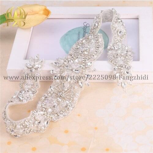 10 PCS Clear Crystal Applique Strass For Wedding Decoration Pearls Rhinestone Motif Resin Appliques Sew On Sash Belt Glass DIY