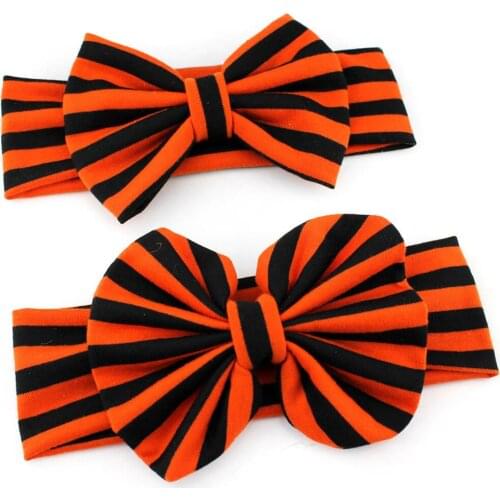 10pcs/lot 5'' Striped Messy Bow Halloween Headbands For Girls Halloween headband Hair Bow Barrette Kids Hair Accessories