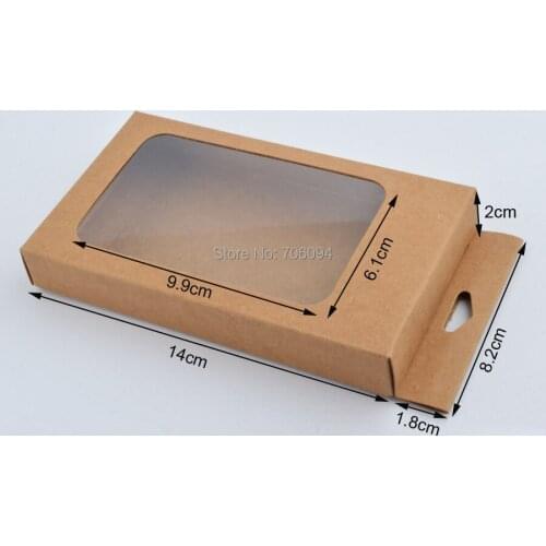 100pcs/lot,Phone case cover kraft paper box with window data wire gift paper boxes,custom box logo kraft paper box