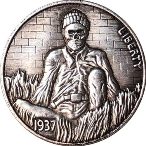 1937 Skull Wild AB Souvenir Coins Collectibles 3D Antique Metal Commemorative Morgan Hobo Coin Copy Home Decor New Year Gifts