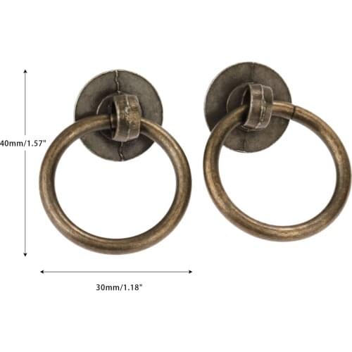 2Pcs Antique Vintage Zinc Alloy Cabinet Handles Furniture Knobs Kitchen Drawer Cupboard Pull Ring Knob Furniture hardware