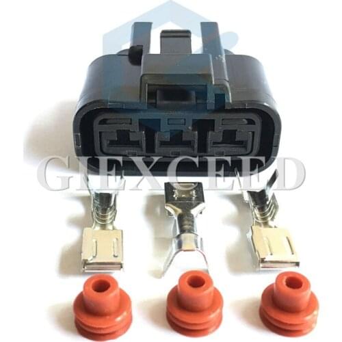 2 Sets Fan Socket Automotive Electrical Wire 3 Pin Power Cord Female Connector QLW-A-3F-B Receptacle Kit QLW-A-3F-GR For Honda