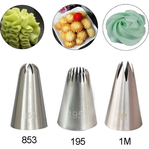 3pcs 1M#195#853 Icing Piping Tip Nozzles Cream Cupcake Tips Cake Baking Decorating Tool Candy Pastry Accessories Kitchen Gadgets