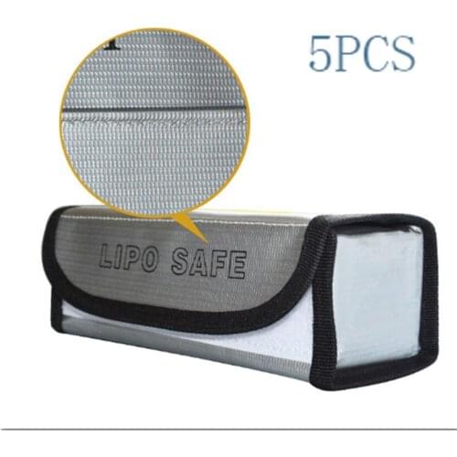 5pcs 185x75x60mm Portable Fireproof Explosion-Proof Lipo Battery Safety Bag for RC Vehicle Airplane Helicopter Batteries