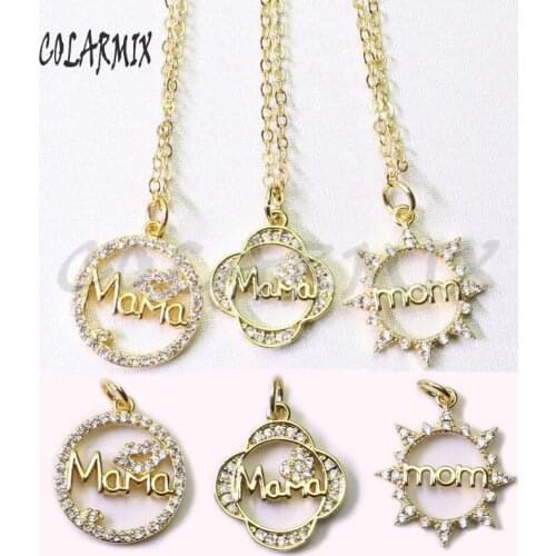 8Pcs Mama pendant necklace Round necklace gift for lady jewelry necklace wholesale necklace