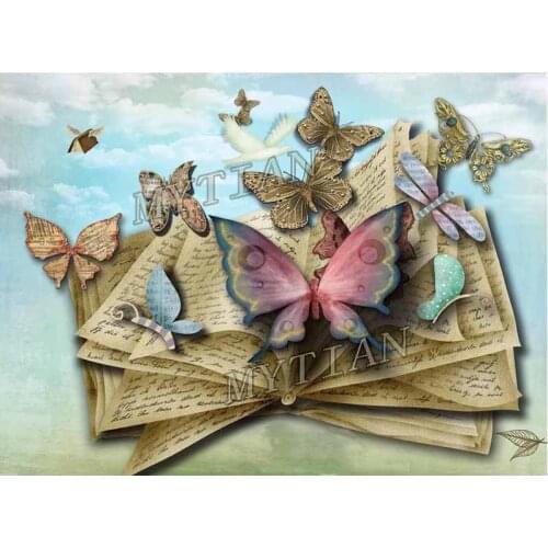New Full Square /Round Drill 5D DIY Diamond Painting "Butterfly &book' Embroidery pattern Picture Of Rhinestone room decor